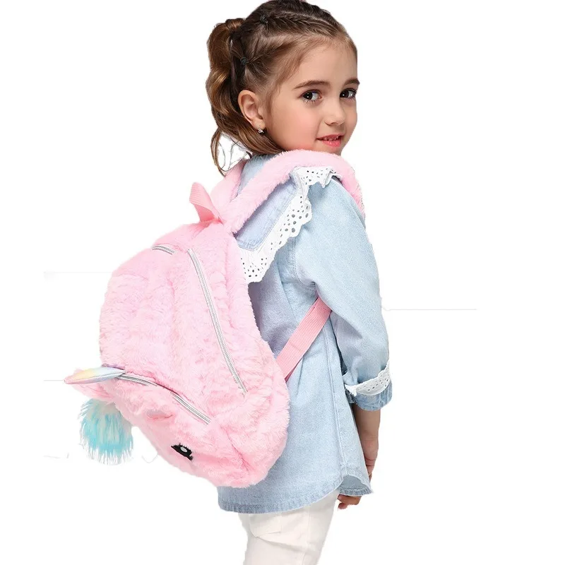  3D Cartoon Unicorn Plush School Bags for Girls Kids Unicorn Shoulder Bag Light 3-5 Years Mochila In - 4000093268614