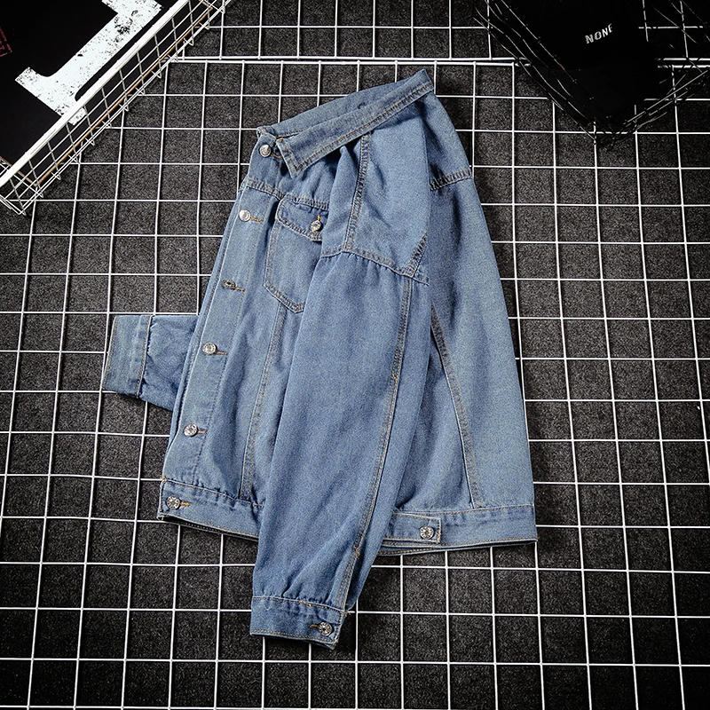 Autumn Denim Jacket Men's Loose Japanese Retro Jeans