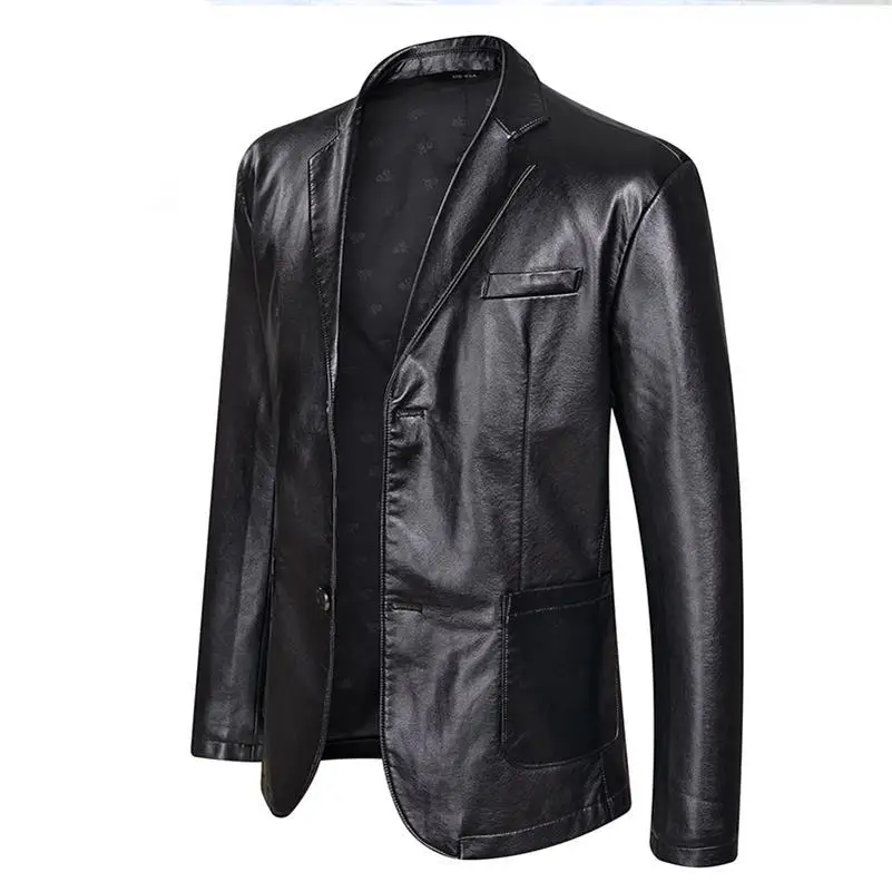10XL 8XL 6XL 5XL 4XL брендовая куртка из искусственной кожи для мужчин Осень Зима повседневные мужские куртки однотонная одежда эластичная мотоциклетная верхняя одежда - Цвет: black