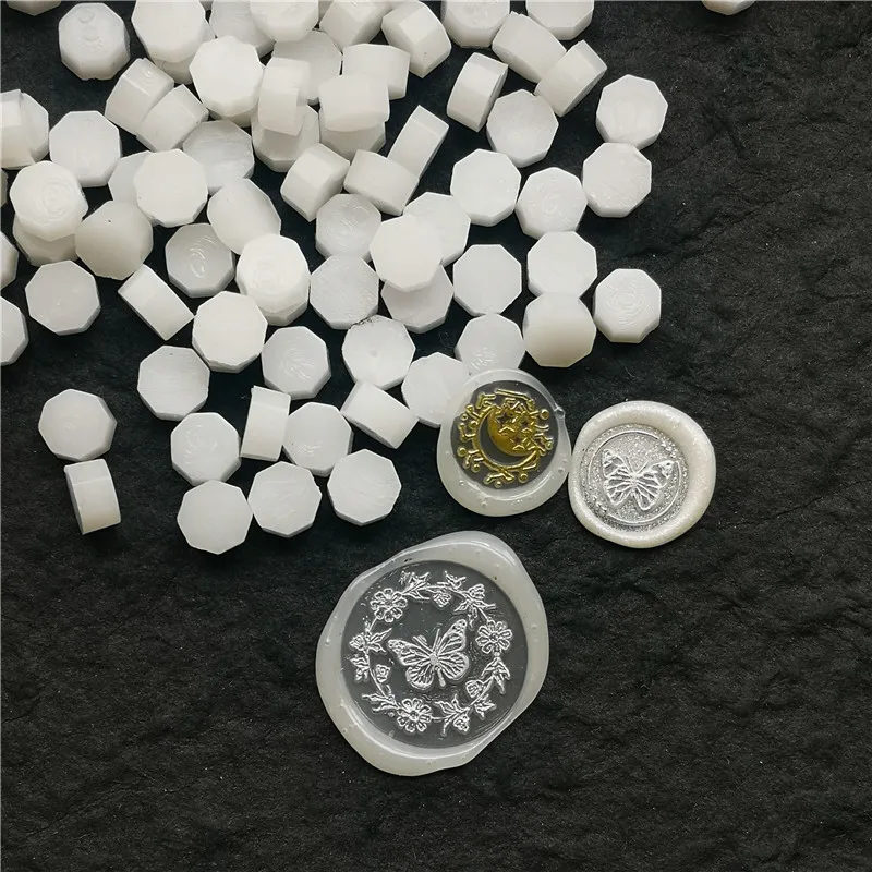 100PCs Transparent Pearl White Wax Seal for Sealing Octagon Beads Jar Envelope Wedding Packaging Postcard Postage Stamp Stamping | Дом и сад