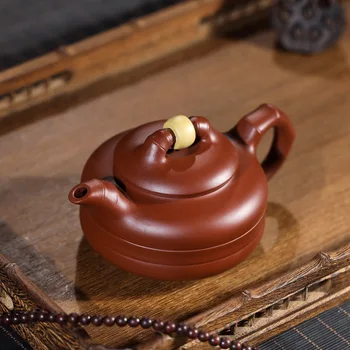 

Yixing Dark-red Enameled Pottery Teapot Raw Ore Bright Red Robe Pure Full Manual Flower Every Dog Has His Day Kettle Competitive