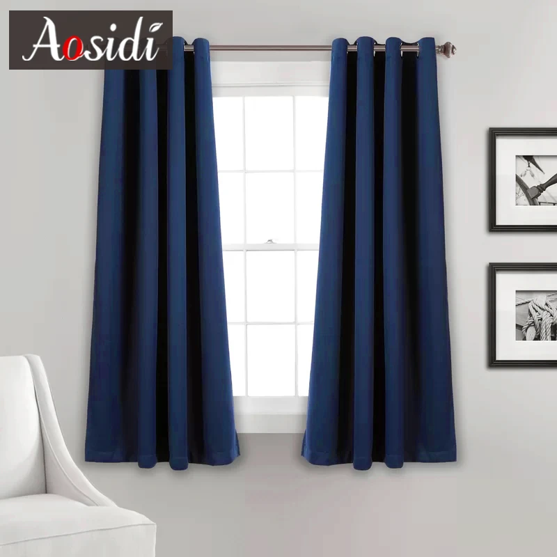 Cortinas cortas opacas sólidas para ventana, para sala de estar, dormitorio, pequeñas, sombreadas, Cortinas - AliExpress