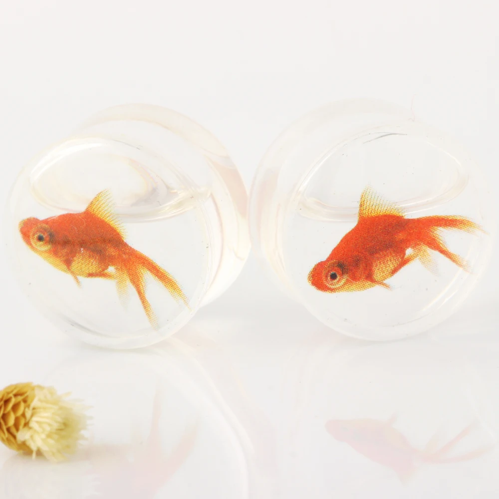 1PC Acrylic Clear Ear Gauges Tunnels 0g 2G 00 Plugs And Stretcher For Women Men Double Flare Fish 00 Gauges Solid 10mm 8mm Punk