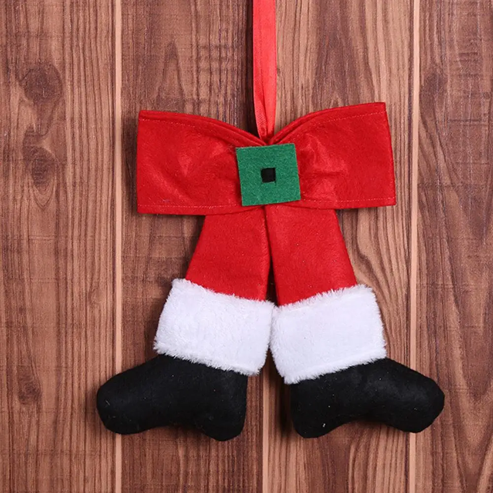 

Door Christmas Ornament Stripe Red Cloth Bowknot Christmas Tree Hanging Ornament Home Party Decor new