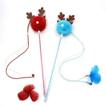 

Pet supplies cat toys funny cat stick crystal tube antler plush ball sounding bell cat toy kitten family interactive game toy