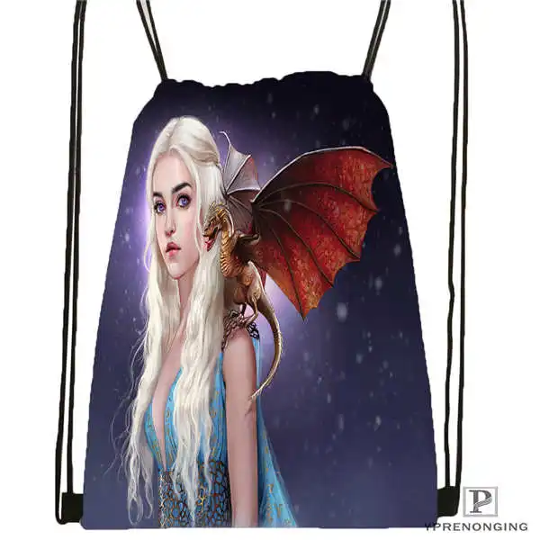 Индивидуальная Игра престолов khaleesi походная сумка на шнурке милый рюкзак для детей(черная спинка) 31x40 см#2018611-217 - Цвет: Drawstring Backpack