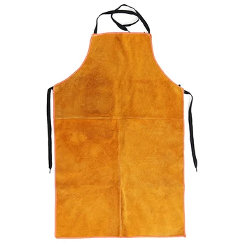 

Promotion! Full Cowhide Leather Electric Welding Apron Bib Blacksmith Apron Yellow Electric Welding Safety Clothing