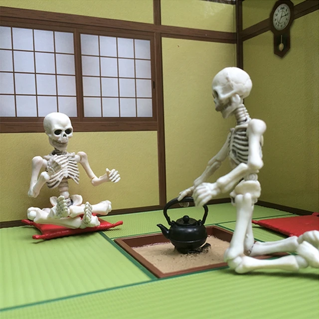 Movable Mr. Bones Skeleton Human Model Skull Full Body Mini Figure Toy Halloween 54DA 1