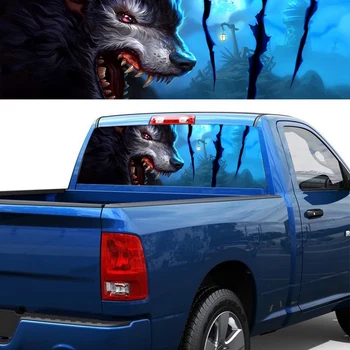 

Car Stickers Dark Wolf Totem Pattern Rear Window Decal Auto Vinyl Film Stickers Universal Car Pickup Accessories