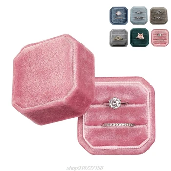 

Octagon Velvet Ring Box Double Ring Display Holder with Detachable Lid Ring Box Holder for Wedding Ceremony O31 20 Dropship