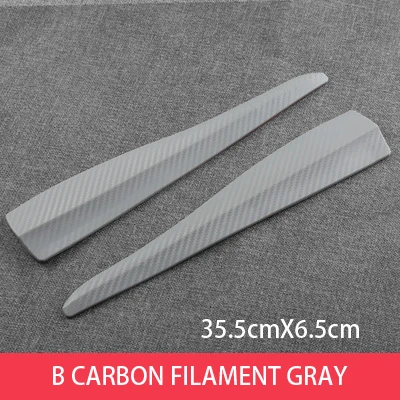 2pcs Car Front Rear Bumper Protector Guard Strip Rubber Scratch Sticker Black White Carbon Universal Adhesive Auto Lip Splitter - Цвет: B Carbon Fiber Gray