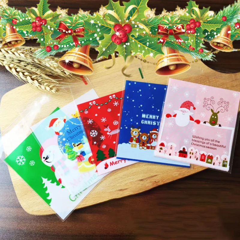 100 шт./компл. рождественское печенье сумка Мода Cute Nougat сумка желток хрустящий упаковка мешок вечерние печенья вафель для выпечки, расфасованный по пакетам