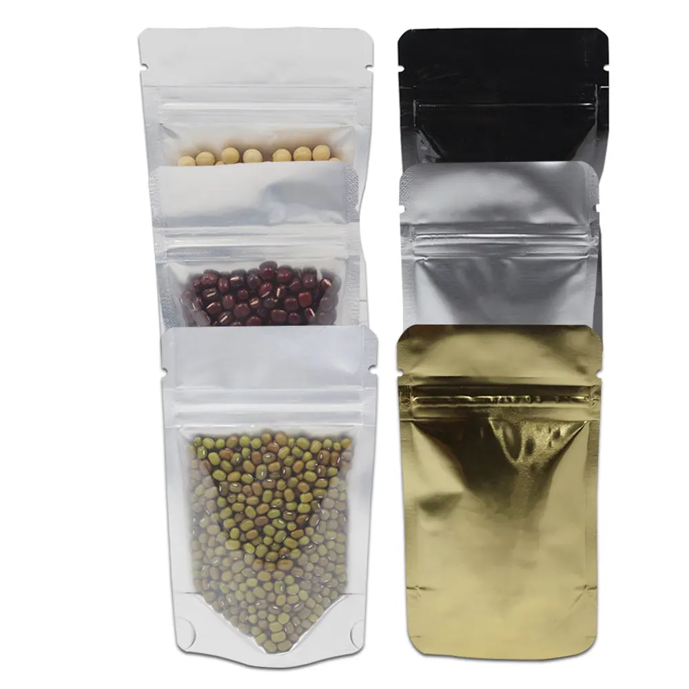 

18*29cm 30Pcs Large Style Clear Front Pure Aluminum Foil Stand Up Zip Lock Package Bag Stand Up Mylar Plastic Food Retail Bag