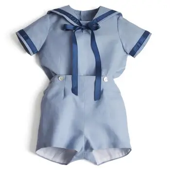 

Baby Boutique Clothing Set 2020 Boy Summer Clothes Suit Spanish Infant Navy Cotton Shirt Pants Toddler Boy Birthday Party Outfit