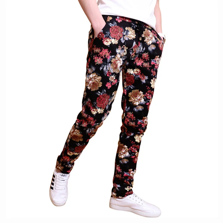 New Men's Pants Fashion Floral Pants Casual Pants