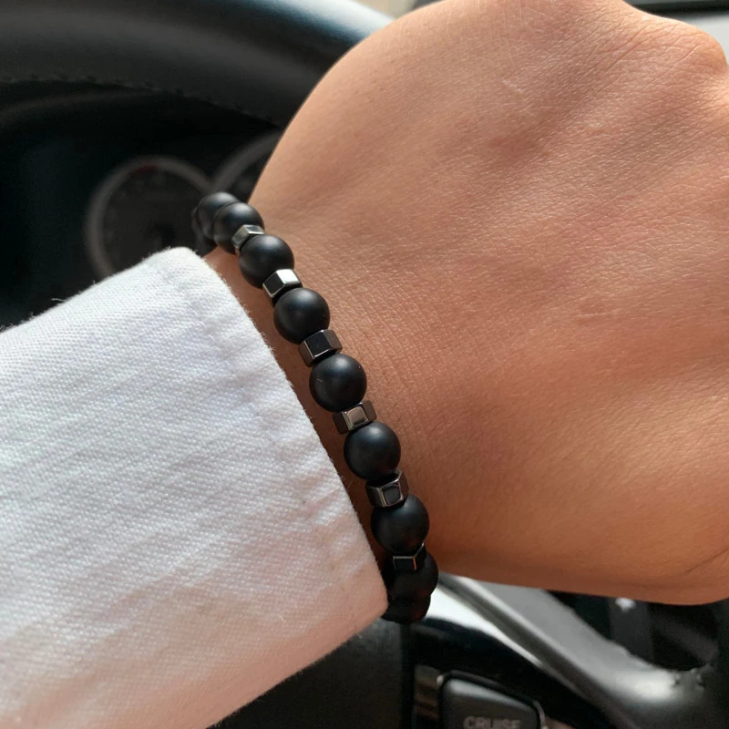 Классический мужской браслет с натуральным камнем 5 стилей ручной работы
