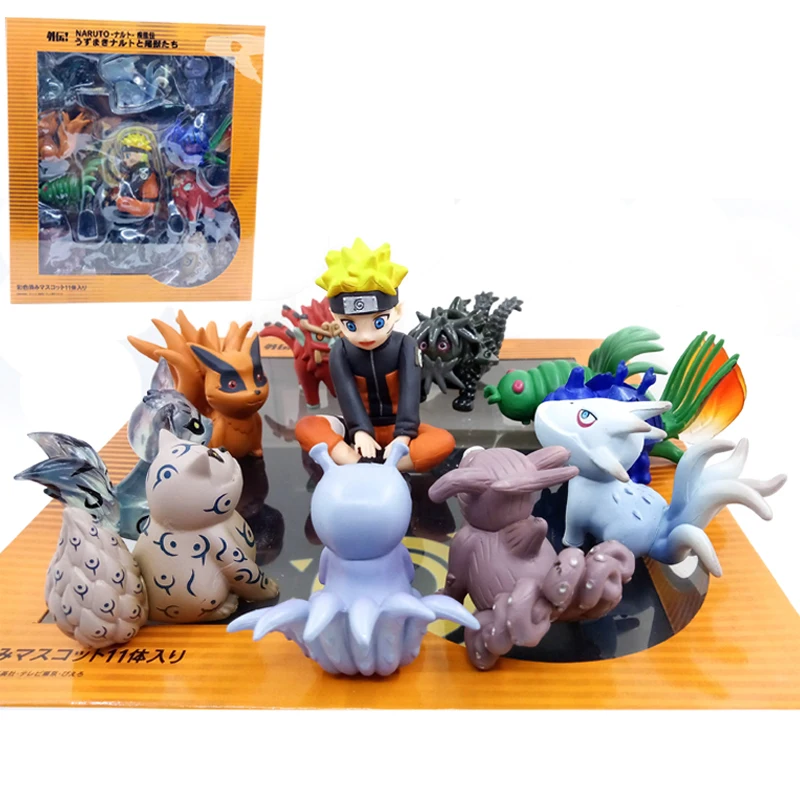 

6-9cm Anime Naruto Q Version 10 Models of Ninetales Naruto Figure Childhood Tail Beast Box Egg Action Figure PVC Model Toy Gift