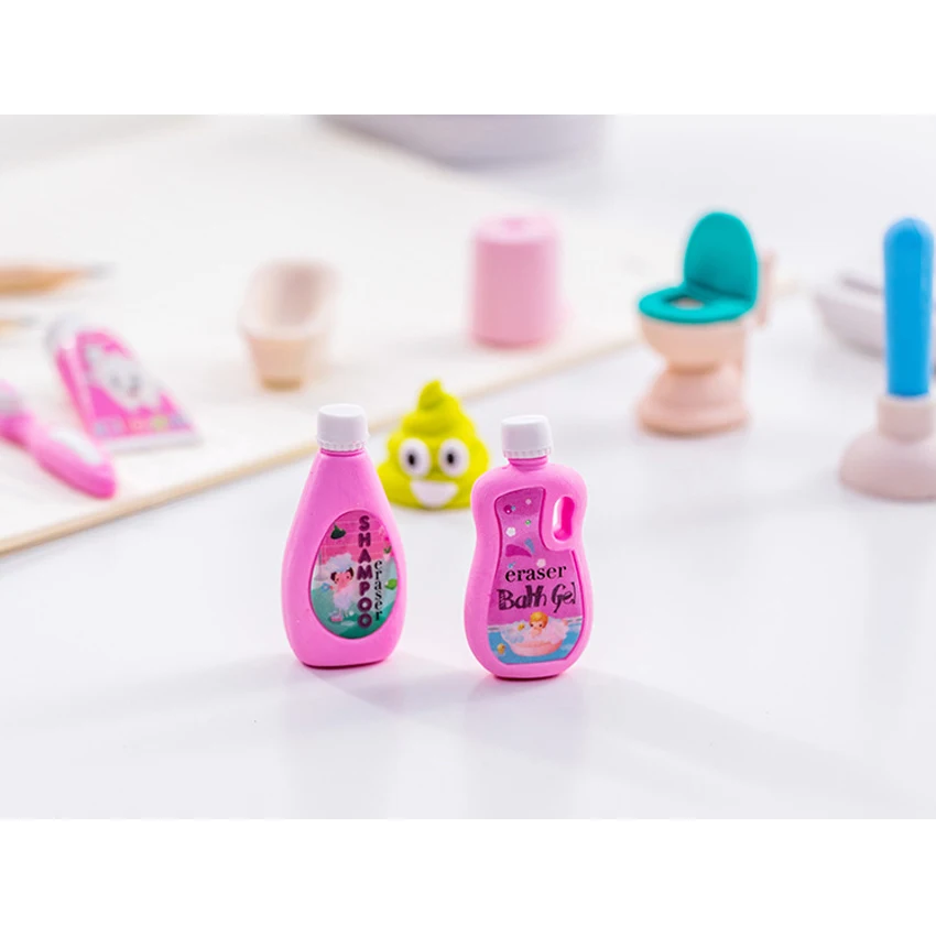 

4pcs/set Creative Play Bathroom Series Rubber Set Random Kawaii Pencil Writing Drawing Student Gift