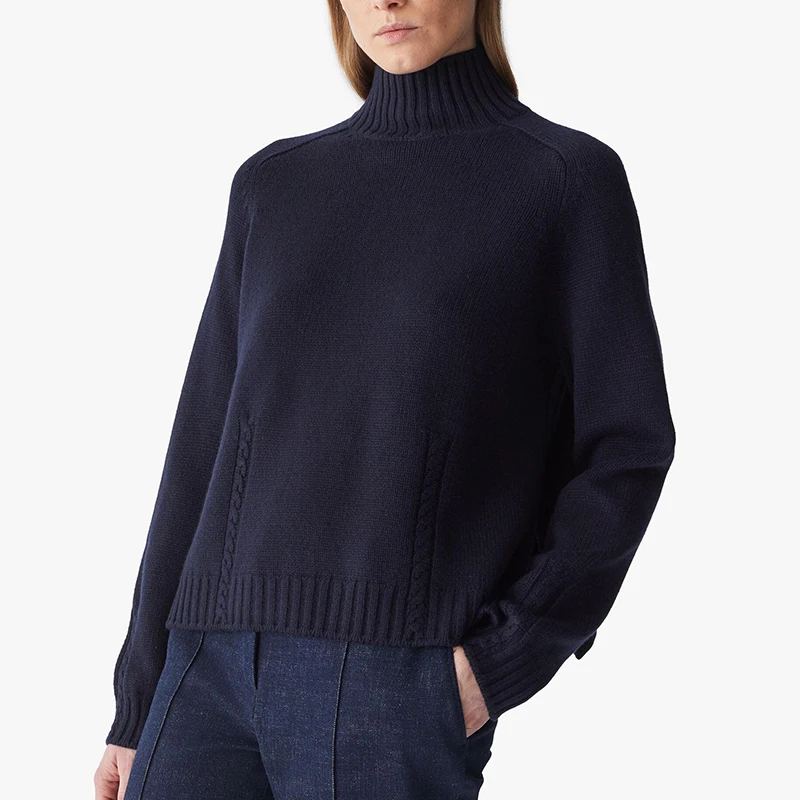 

Women's Fisherman Cable Merino wool Turtleneck Sweater