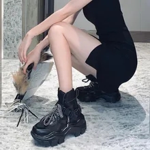 Новинка; модная обувь; женские высокие кроссовки; женская обувь на платформе; ботильоны; Basket Femme; обувь с массивным носком; E15-32