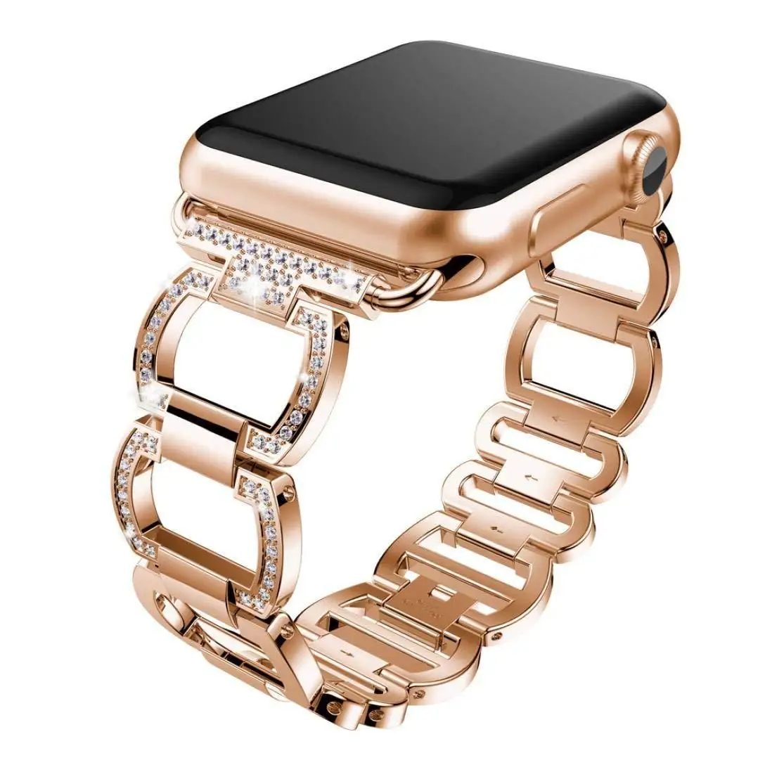 Ремешок из нержавеющей стали для Apple Watch, стразы, бриллиантовый ремешок, 38 мм, 42 мм, серия для Apple Watch, 40 мм, 44 мм, серия 4