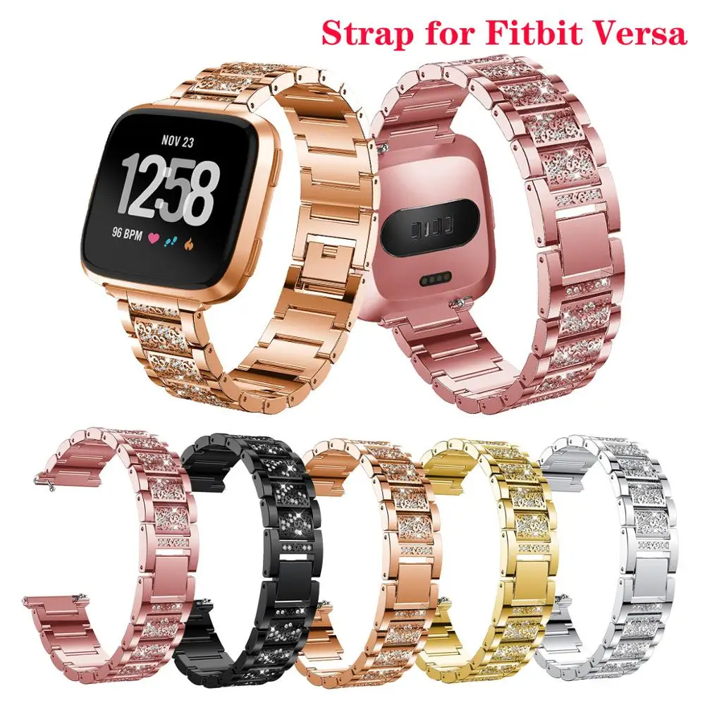 Браслет из нержавеющей стали с бриллиантами для Fitbit Versa/Lite/Versa2 | Наручные часы
