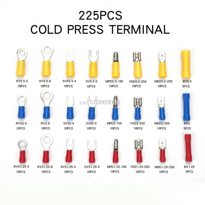 

225 PCS 24value Assorted Heat Shrink Wire Connector Kit - Electrical connectors Insulated Crimp Marine Automotive Terminals Set