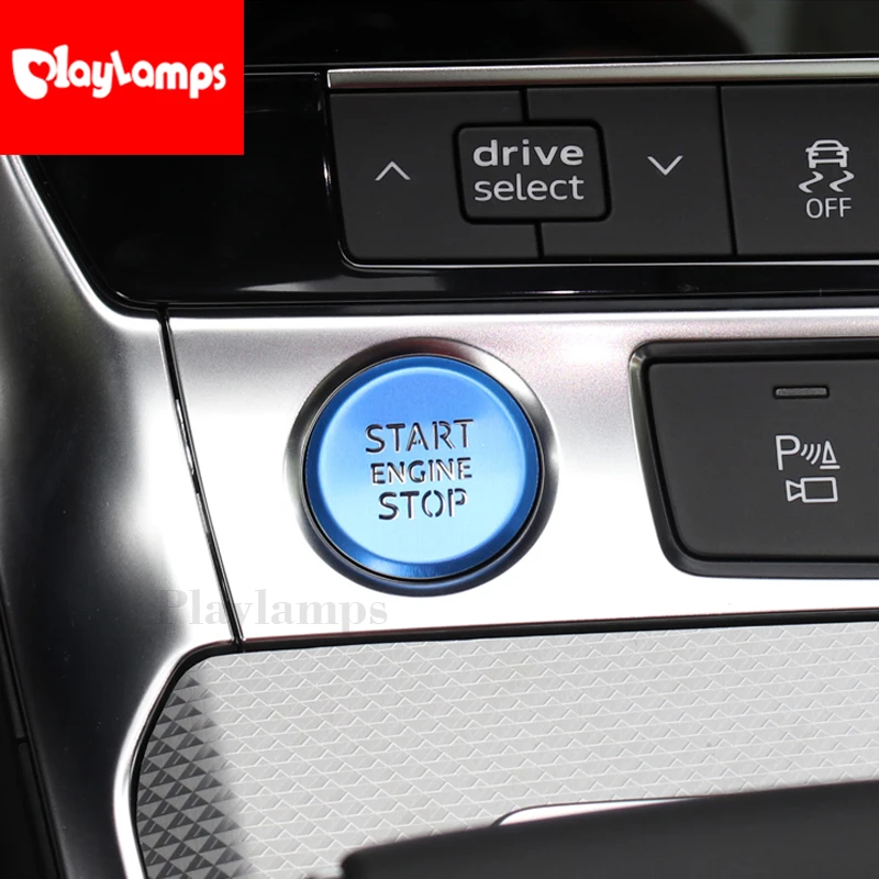 

Car styling ENGINE START STOP switch button panel Covers Stickers Trim for Audi Q5 2018 2019 A6 2019 Interior auto Accessories