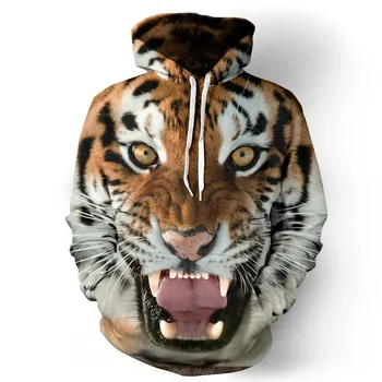 

Men's Tiger Head Digital Printed Sweatshirt Large Size Loose Hooded Sweatshirt Couples Wear