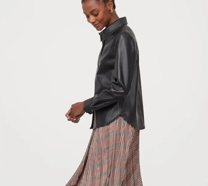  2020 New Spring PU Leather Blouses Women Fashion Temperament Business Shirts Women Elegant Long Sle