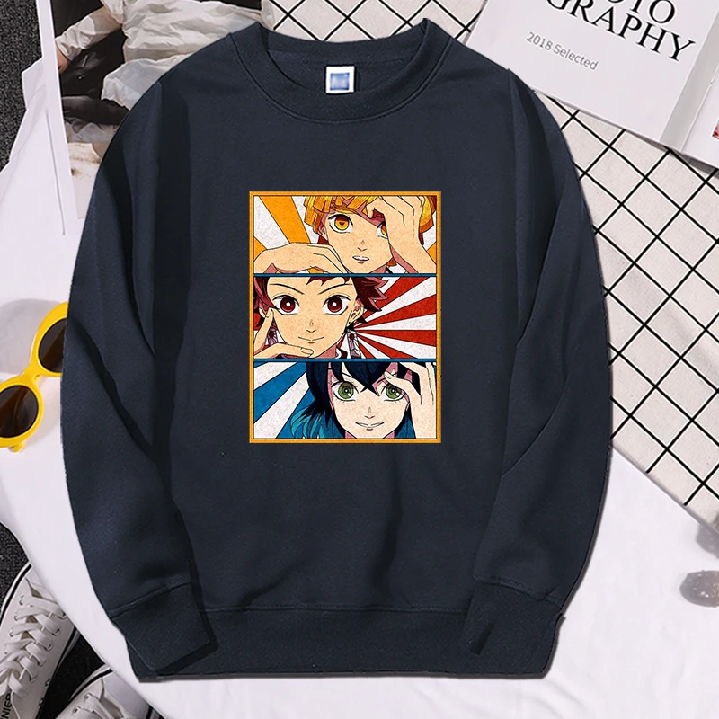 Толстовка Demon Slayer Kimetsu No Yaiba флисовая Мужская толстовка Осень-зима Tanjirou японское