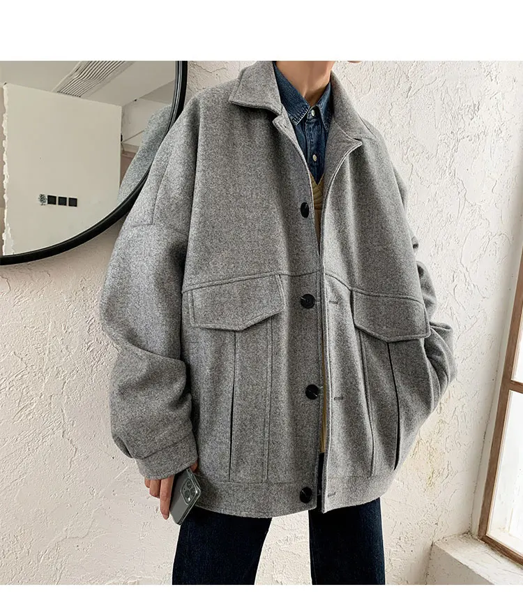 LAPPSTER Для мужчин корейские модные зимние пальто мужское шерстяное пальто черный Harajuku пальто пара черные шерстяные дизайнерская осенняя одежда
