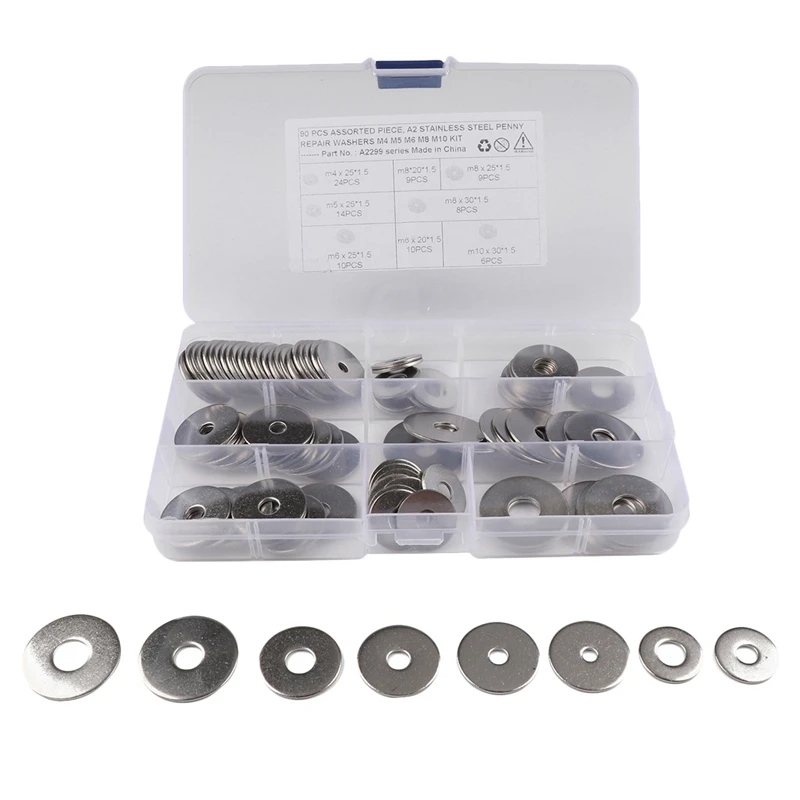 90Pcs Assorted Piece A2 Srainless Steel Penny Repair Washer M4 M5 M6 M8 M10 Kit|Coils, Modules & Pick-Ups| - AliExpress