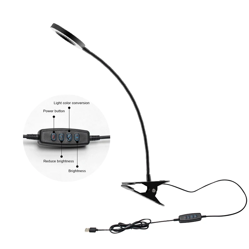  USB Rechargeable Dimming Desk Light Portable Clip Table Lamp Perfect for Night Reading Eyebrow Tatt