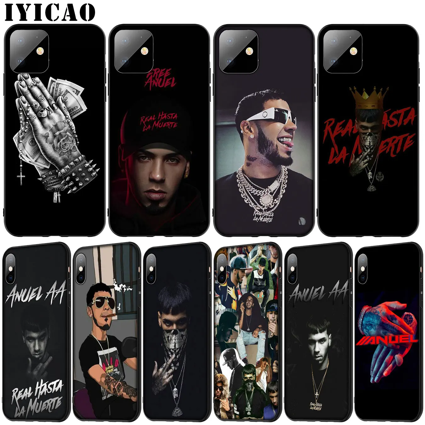 Anuel AA Мягкий силиконовый чехол для iPhone 11 Pro XR X XS Max 6 6S 7 8 Plus 5 5S SE черный телефона |