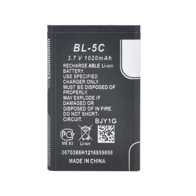 BL 5C BL5C BL-5C 3.7V Lithium Polymer Phone Battery For Nokia 1100 1110  1200 1208 1280 2600 2700 3100 3110 5130 6230 1600 Part