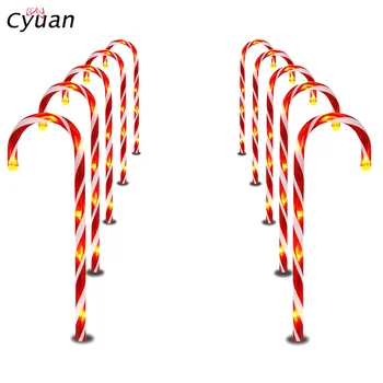 

10pcs Candy Cane Pathway Markers Set outdoor Decoration Lights Christmas Decorations for Home New Year Party Supplies Lights