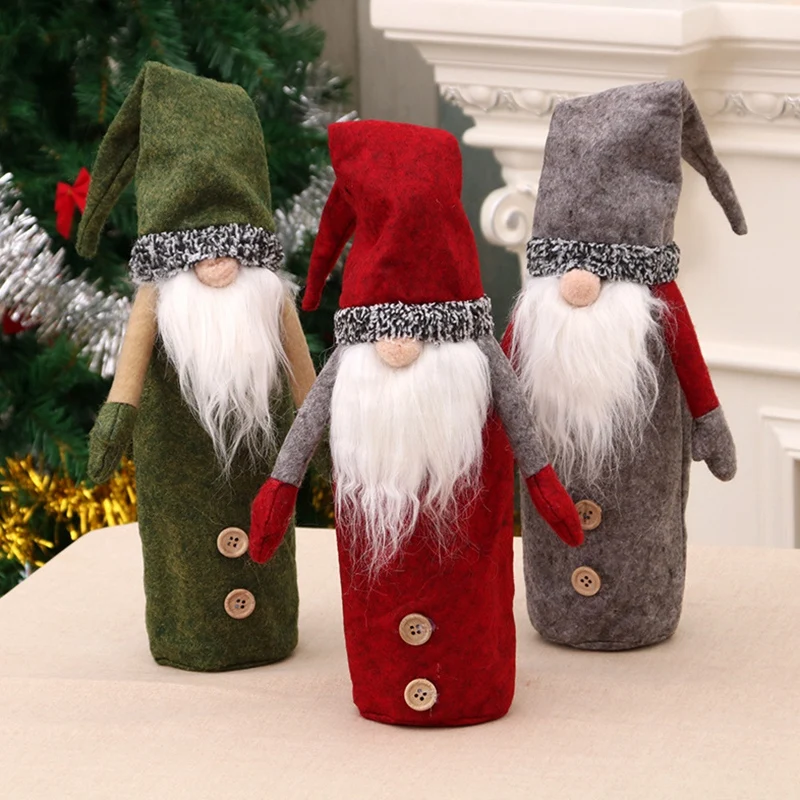 Рождественские гномы винные бутылки крышка, ручной работы шведский Tomte Gnomes винные бутылки топперы Санта Клаус бутылки Сумки с кулиской St