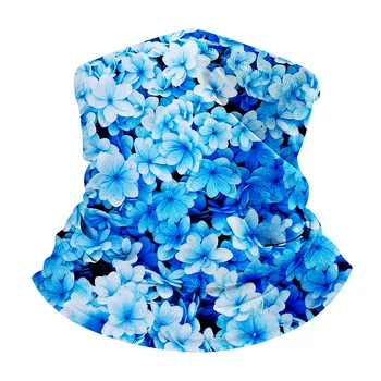 

Pretty Blue Aqua Flower Print Adult Windproof Neck Scarf Casual Breathable Elastic Bandana Face Mask Women Men Outdoor Headband