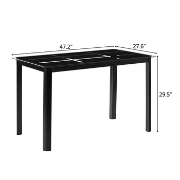 

Modern Rectangle Tempered Glass Dining Table120x70x75cm Home Office Decoration Nine Block Box Apartment Rectangular Dining Table