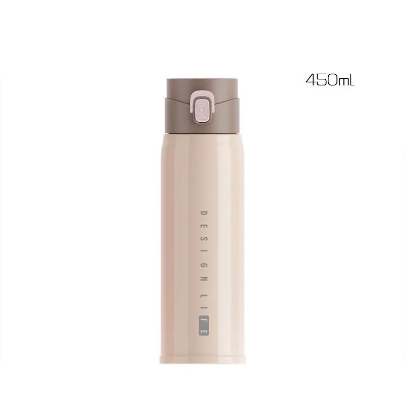 beige Горячая Распродажа, Bpa-free, 450 мл, нержавеющая сталь, портативный, для путешествий, спорт, термос, фляга, для офиса, автомобиля, для семьи, чай, молоко, кофе, поп, Вакуумная чашка - Цвет: beige