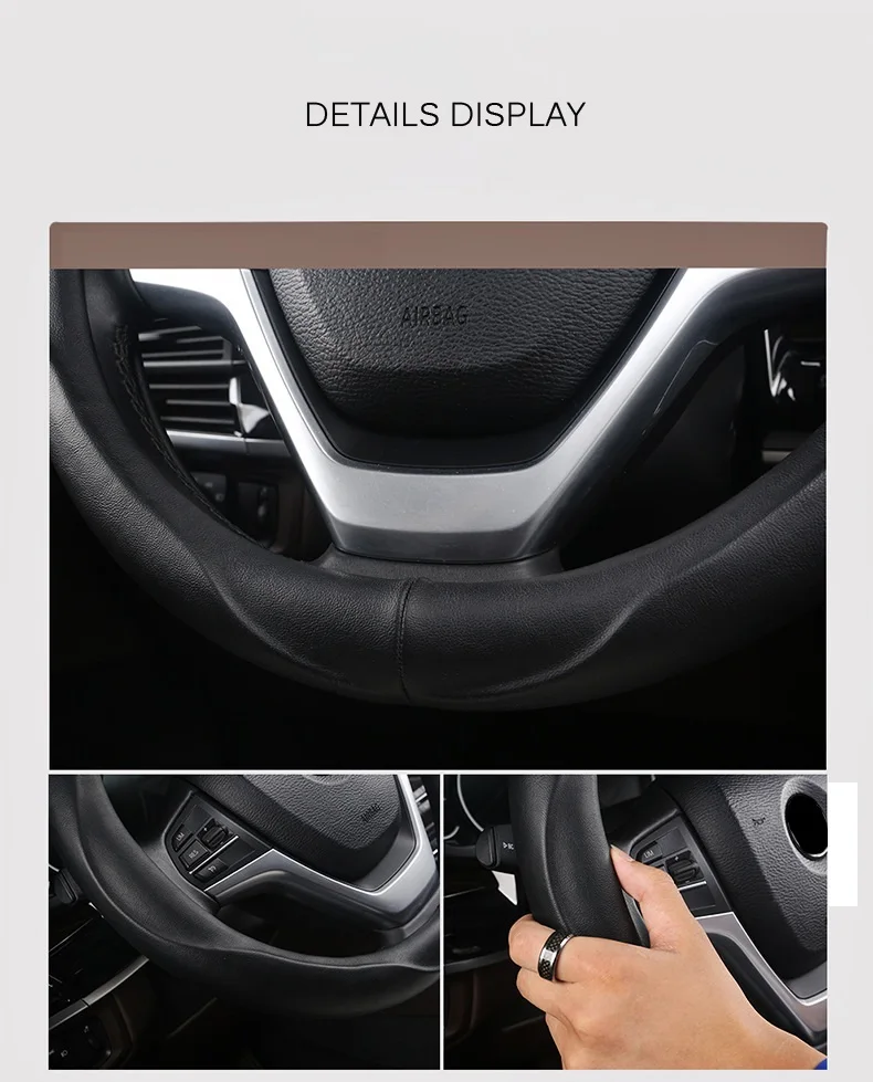 Чехол рулевого колеса автомобиля Skidproof Авто Крышка рулевого колеса Противоскользящий Универсальный тиснение кожа автомобиль-Стайлинг