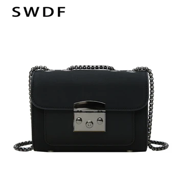 

SWDF Female 2020 New Handbags Scrub Chain Small Square Bag Ladies Designer Rivets Shoulder Bags Crossbody Bags For Women
