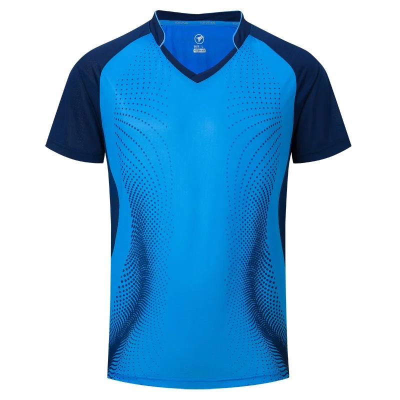 Мужская и Женская теннисная футболка, футболка для мальчиков и девочек, спортивная одежда для тенниса, молодежные комплекты для бадминтона, шорты, тренировочная форма для настольного тенниса - Цвет: A119 Blue Shirt