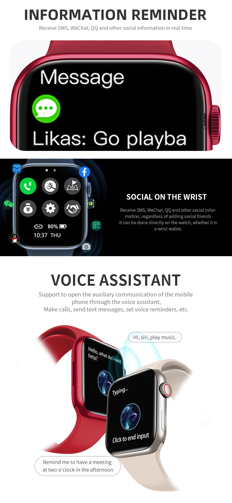 Smartwatch Series 7 HW37 Smart Watch Dial Call Waterproof Countdown Blood glucose measurement Fitness Band PK HW22plus W26 IWO13