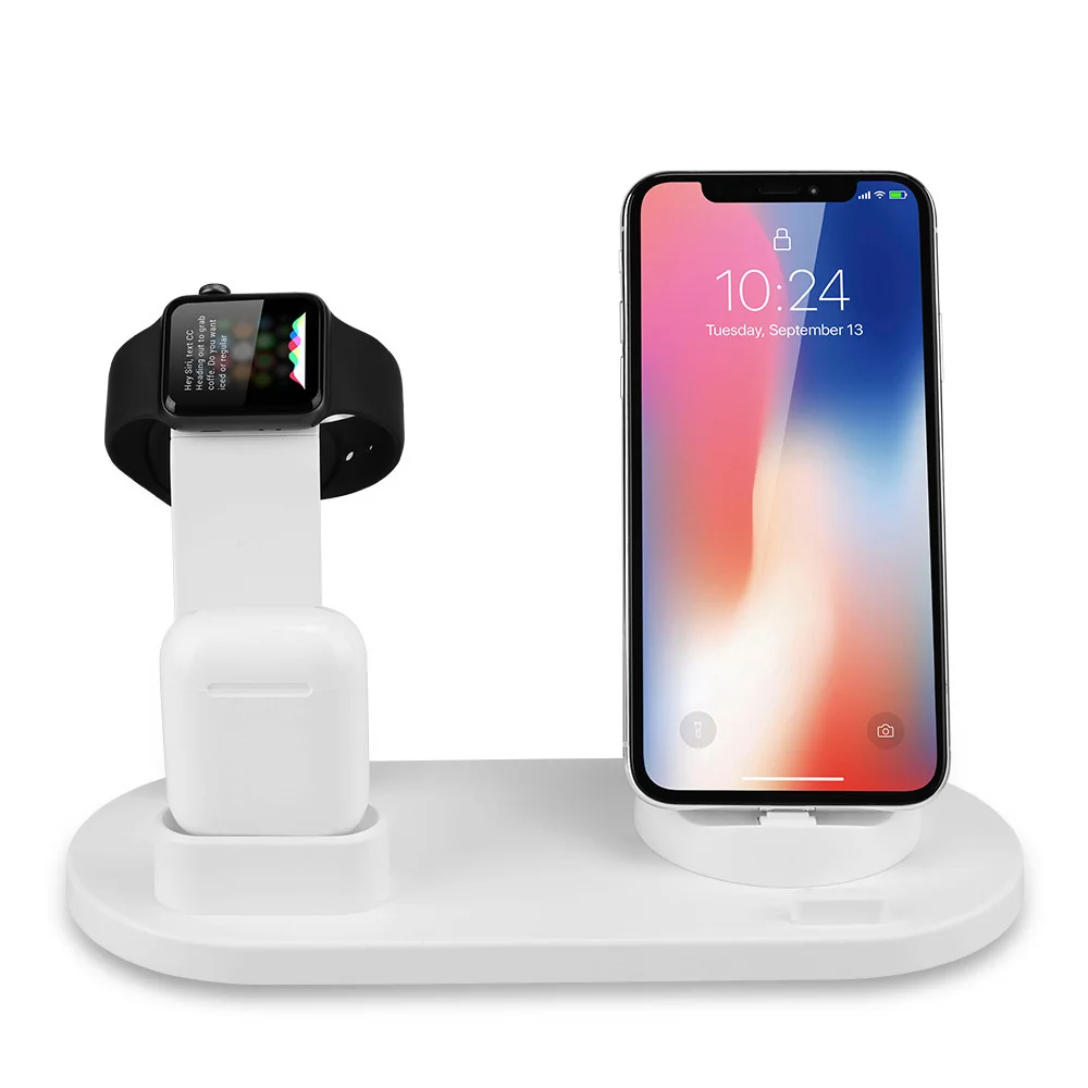 

3in1 Qi Wireless Fast Charger Dock Stand For Airpods Apple Watch 4 3 IPhone 8 X XS Max XR 10W Quick Charge For Samsung S9 S8 S7