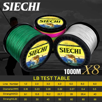

SIECHI 8 Strands 1000M PE Braided Fishing Line tresse peche Saltwater Fishing Weave Superior Extreme Super Strong 20LBS-88LBS