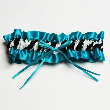 

Auqa Blue Lovely Satin With Zebra Print Wedding Garters