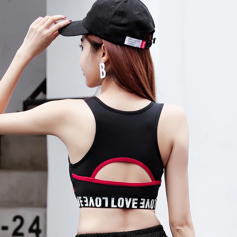 

Women Sports Bra Sexy Letter Print Cross Back Sports Top Push Up Gym Fitness Sports Underwear Plus Size Female Running Yoga Bra