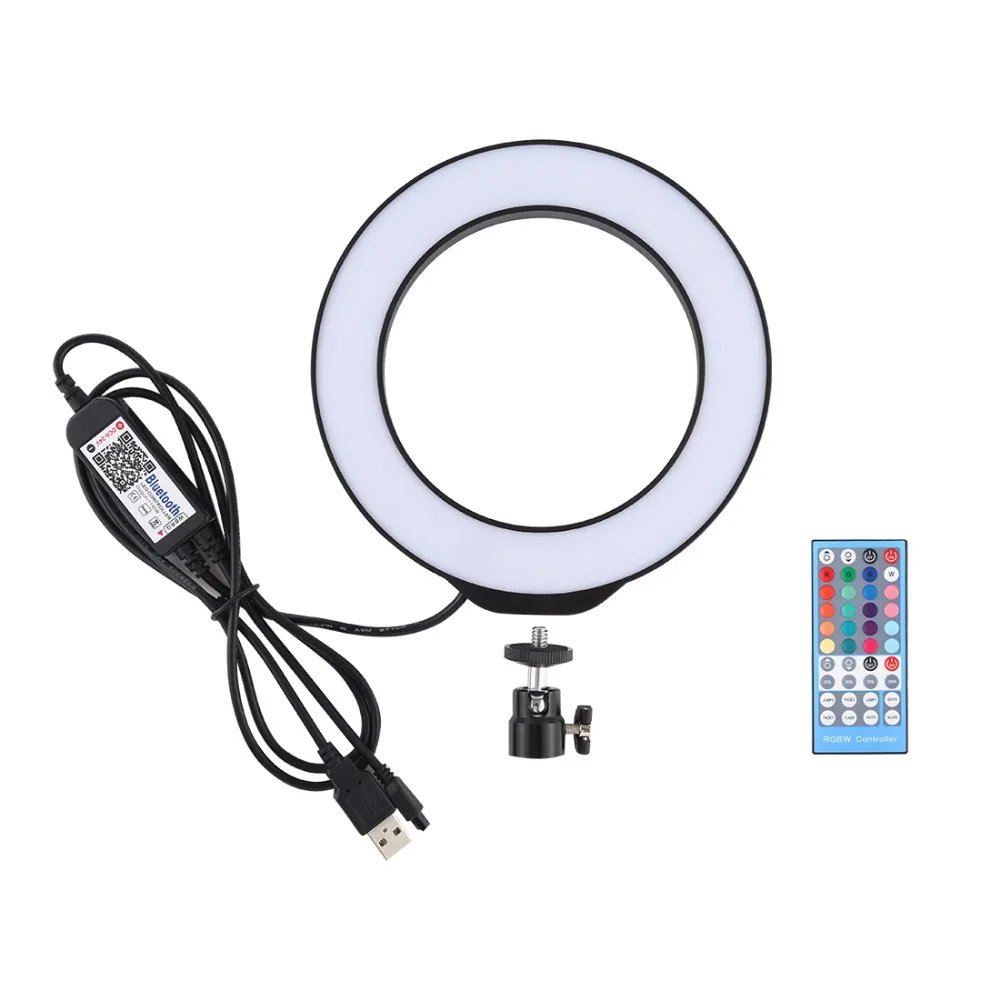 PULUZ 6,2 дюймов USB RGBW светодиодный светильник с регулируемой яркостью, кольцевой светильник для фотосъемки, видео светильник s& Cold Shoe штатив с шаровой головкой и пультом дистанционного управления